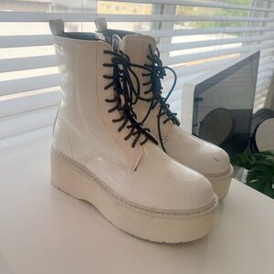 White Platform Combat Boots